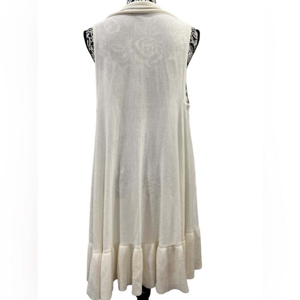 The Limited Ivory Sleeveless Ruffle Duster Cardigan Lightweight Open Front M - Picture 3 of 9